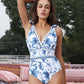 💃Last Day Special Sale 49% OFF🩱 V Neck Lace Up Printed One Piece Swimsuit and Skirt