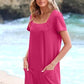 💕Last Day Promotion 64% OFF👗Women's Casual Square Neck Pocket Short Sleeve Dress with Pockets