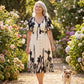 🎁New arrival 50% OFF💥Soft Botanical Print V-Neck Midi Dress – Elegant, Lightweight & All-Match