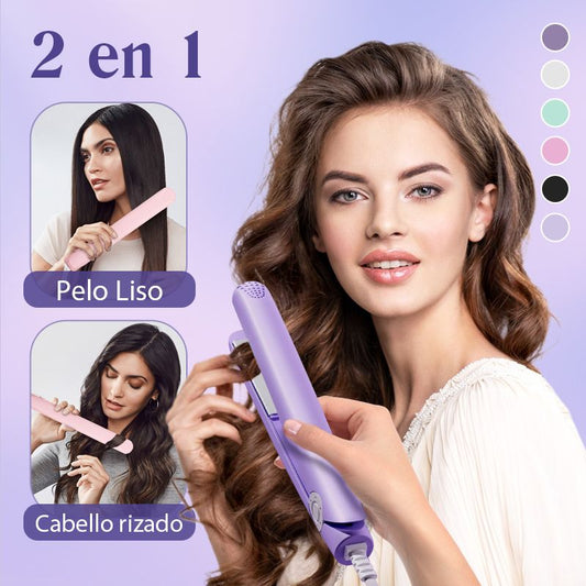 2-en-1 Mini Rizador de Pelo y Plancha Alisadora