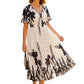 🎁New arrival 50% OFF💥Soft Botanical Print V-Neck Midi Dress – Elegant, Lightweight & All-Match