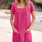 💕Last Day Promotion 64% OFF👗Women's Casual Square Neck Pocket Short Sleeve Dress with Pockets