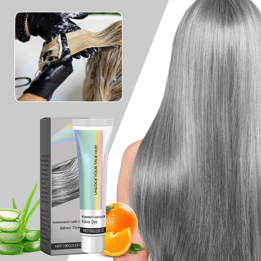 Tinte de Cabello Plateado con Extracto de Esencia Natural 2 en 1