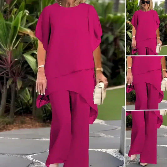 ✨60% OFF – Charming Irregular Top Set 👗 Elegant Wide Leg Pants Set – Comfortable & Perfect for Spring