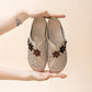 Women's Elegant PU Leather Slide Sandals with Floral Design