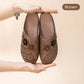 Women's Elegant PU Leather Slide Sandals with Floral Design