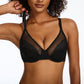 Lacsper Daisy minimizer Bra Floral Lace Unlined Comfort Non-Padded Full Coverage Plus Size Underwire with Supportive Under Band Comfortable Fit
