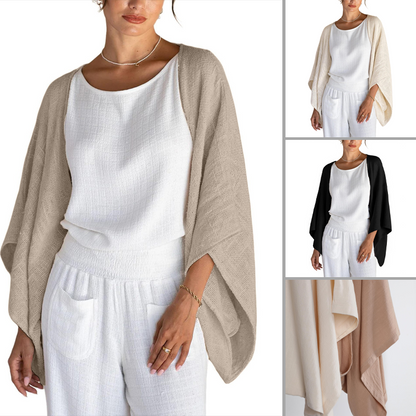 💖 Special Price £19.99🔥Last 3 Hours!!💝Women's Linen Cardigan 3/4 Sleeve Open Front Loose Cover Ups Lightweight Shrug