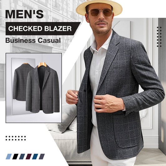 Men's Business Casual Checked Blazer