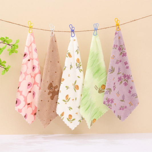🏆LAST DAY HOT SALE 49% OFF!!🔥Buy More Save More🎉5PCS Coral Flannel Dish Towels for Home Use