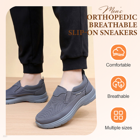 👟 60% OFF NOW! ✨ Men's Orthopedic Breathable Slip-On Sneakers - Arch Support with Memory Foam Insoles for All-Day Comfort 🏃‍♂️💨