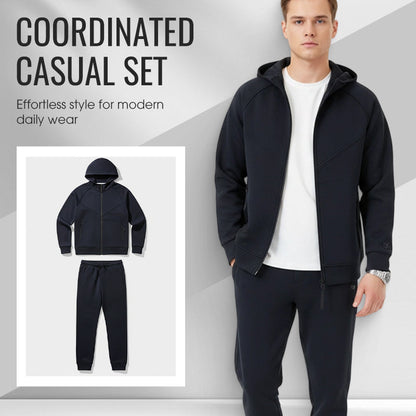 Men's Hooded Zip-Up Tracksuit Set