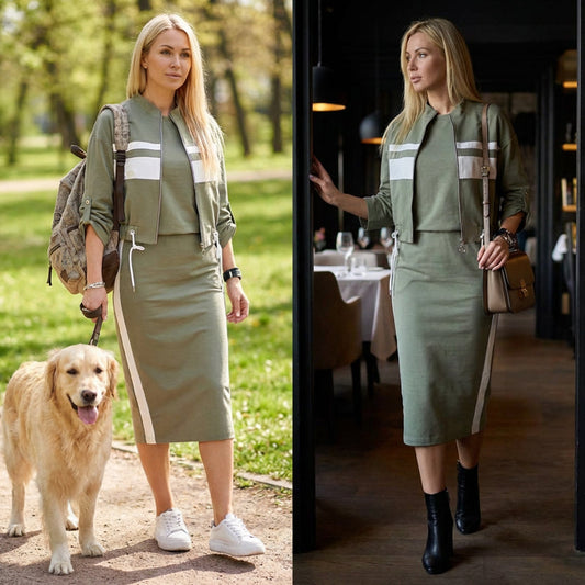 🎁2026 New Arrivals 50% OFF💥Women's Stand Collar Jacket & Dress Set
