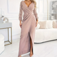 Elegant V-Neck Long Sleeve Evening Gown