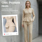 💎 60% OFF! 💎 Women's Peplum Top & Pants 2-Piece Set – Wrap Waist, Crossover V-Neck & Textured Fabric (3 Colors) 👗🖤