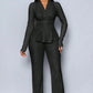 💎 60% OFF! 💎 Women's Peplum Top & Pants 2-Piece Set – Wrap Waist, Crossover V-Neck & Textured Fabric (3 Colors) 👗🖤