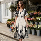 🎁New arrival 50% OFF💥Soft Botanical Print V-Neck Midi Dress – Elegant, Lightweight & All-Match