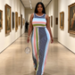 Women's Sleeveless Striped Bodycon Maxi Dress