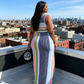 Women's Sleeveless Striped Bodycon Maxi Dress