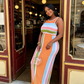 Women's Sleeveless Striped Bodycon Maxi Dress