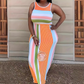 Women's Sleeveless Striped Bodycon Maxi Dress