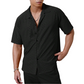 Men's Hollow-Out Short Sleeve Button Shirt