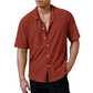 Men's Hollow-Out Short Sleeve Button Shirt