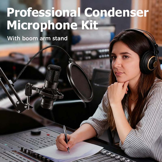 Professional Condenser Microphone Kit with Boom Arm Stand